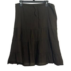 Eddie Bauer brown peasant skirt size 4 boho Beachy